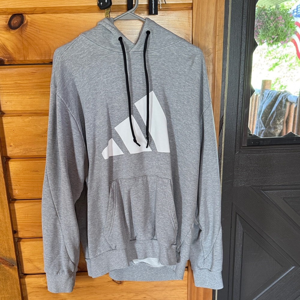 Adidas Gray Hoodie with White Logo